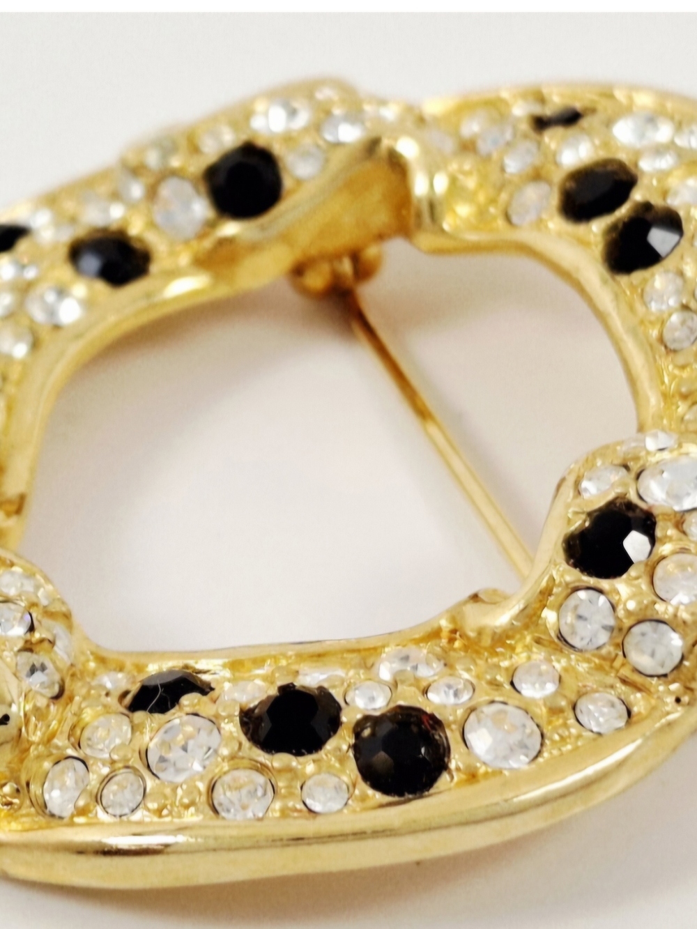 Swarovski Gold-Tone Brooch with Black and Clear Crystals